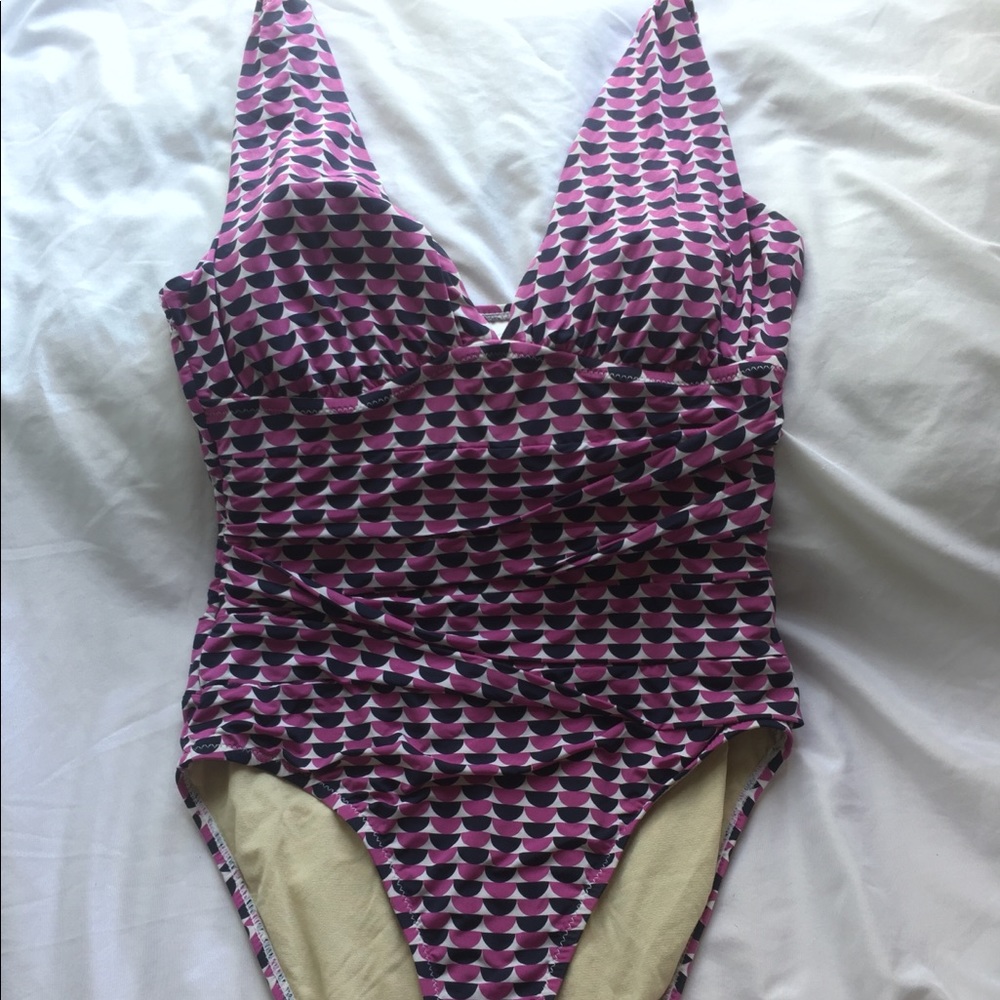 Garnet hill ruched one piece swimsuit